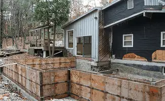 Prepared site with foundation forms for home remodeling and addition project in Louisville, KY
